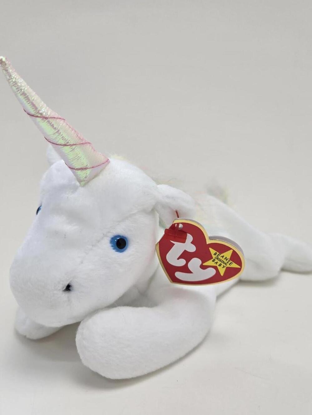 Ty Beanie Baby “Mystic” the Unicorn Pink Sparkly Horn Rainbow Mane (8 inch)